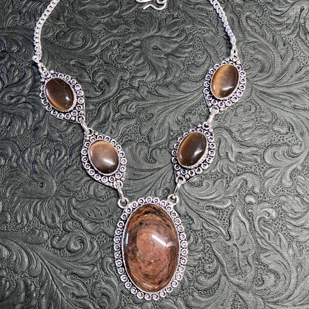 Copper Sheen Obsidian Necklace